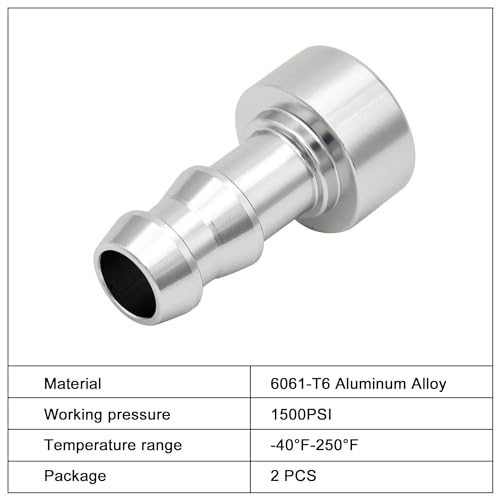 EVIL ENERGY 3/8" Weld On Hose Barb Tail Nipple On Bung Fitting Adapter Natural Aluminum 2PCS - size: 3/8 barb