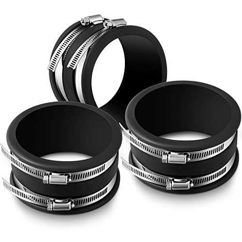 Minatee Dust Control Flex Cuffs with Stainless Steel Hose Clamps, Flexible PVC Coupling for Plastic and Copper Plumbing Connections, Connector Ports Dust Collection Fittings(4 Inch, 3 Pcs) - size: 4 Inch