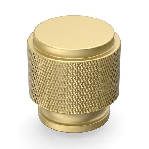 Asidrama 10 Pack Brushed Gold Zinc Alloy Knurled Dresser Knobs Cabinet Hardware for Dresser Drawers - color: Brushed Gold, style: 10 Pack
