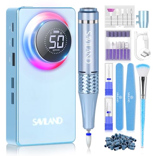 SAVILAND Professional Electric Nail Drill Kit 50000RPM for Acrylic Nails - color: A-blue