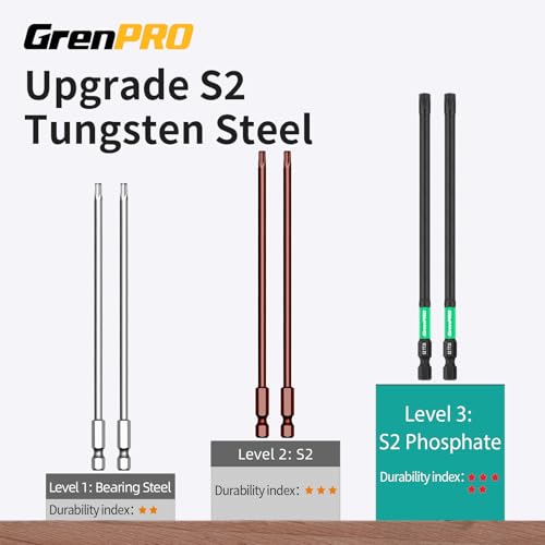 GRENPRO 6" Torx Bit Set 14pc TT7-TT40, S2 Steel Magnetic Screwdriver Bits - size: T7-T40(6"*14pcs)