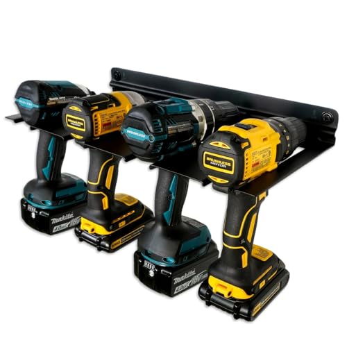 StoreYourBoard Electric Drill Storage Rack, Holds 4 Drills, Hanging Wall Mounted Organizer for Garage, Home, Workshop, Shed - style: Drill Rack
