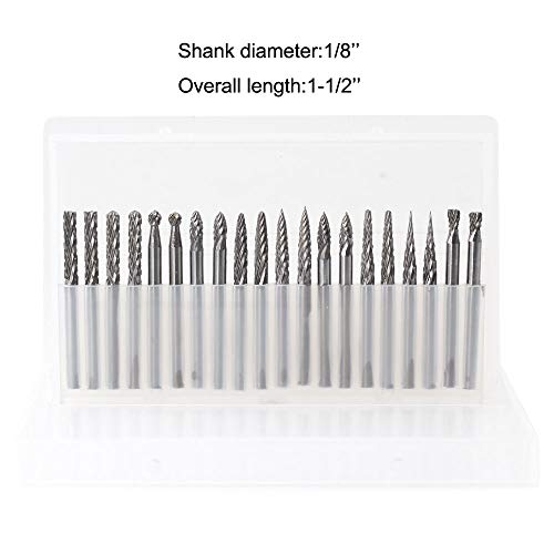 Carbide Burr Set JESTUOUS 1/8 Shank Diameter Double Cut 20pcs