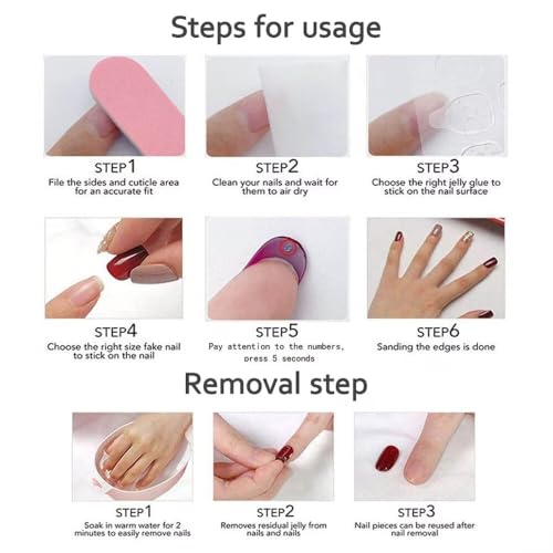 MAGLFELL Press On Nails, 10 Pcs Handmade French Almond Fake Nails, Reusable Artificial Cute Fruit Pattern False Nails for Women 3D Acrylic Nails Kit (Size M) - color: Blueberry, size: M