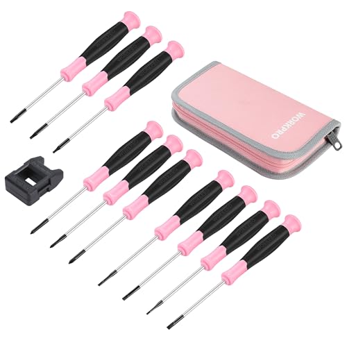 WORKPRO 10-Piece Precision Screwdriver Set with Pink Pouch - Pink Ribbon - color: Pink