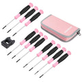 WORKPRO 10-Piece Precision Screwdriver Set with Pink Pouch - Pink Ribbon - color: Pink