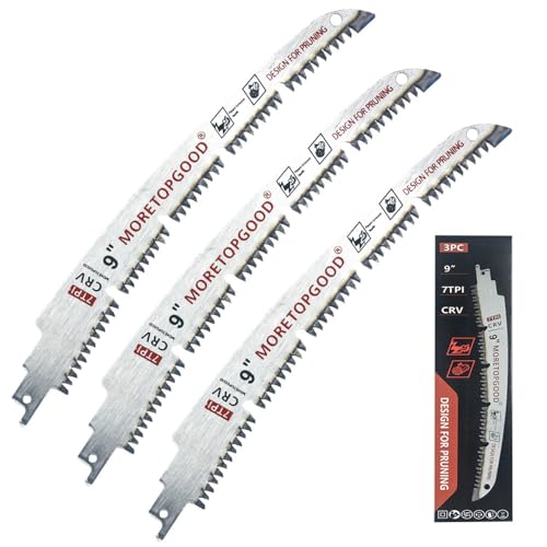 9 Inch Arc Edge Reciprocating Saw Blade with U-Groove Chip Removal Design, 7TPI Japanese Teeth with Arc-Curved Saw Blades for Wood Pruning, Tree Trimming & Wood Cutting, 3‑Pack - size: 9 Inch