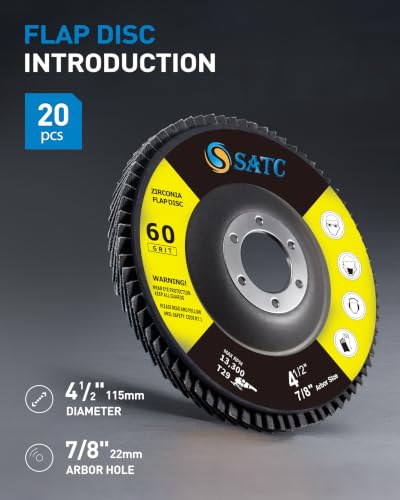 S SATC Flap Disc 20PCS Angle Grinder Disc 60 Grit Flap Disc 4-1 2 Inch Zirconia Alumina Type 29 - style: 60 Grit