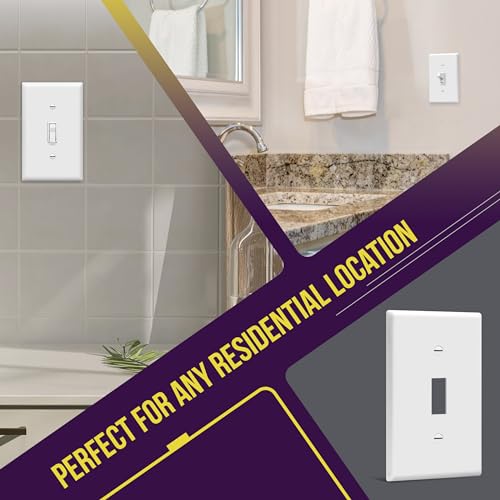 ENERLITES Toggle Light Switch Wall Plate, Gloss Finish, Size 1-Gang 4.50" x 2.76", Unbreakable Polycarbonate Thermoplastic, 8811-W, White - color: White, size: 1 Pack