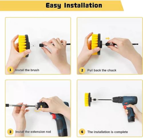 7-Piece Scrubber Brush Kit with Extension Rod, Nylon Bristle for Drill