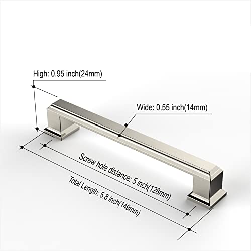 Amerdeco 6 Pack Brushed Satin Nickel Cabinet Pulls 5" - color: Brushed Satin Nickel, size: 5" hole center, style: 6 Pack