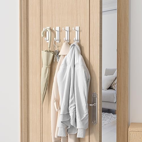 pickpiff 13LB Strong Stick-on Hooks for Coat & Towel, White 4 Pack - color: White, size: 4 Pack