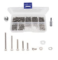 cSeao 480pcs M2 x 6mm / 8mm/ 10mm/ 12mm/ 16mm/ 20mm, Phillips Pan Head Machine Screws Metric Screws Bolts Washers Nuts Kit, 304 Stainless Steel - size: M2