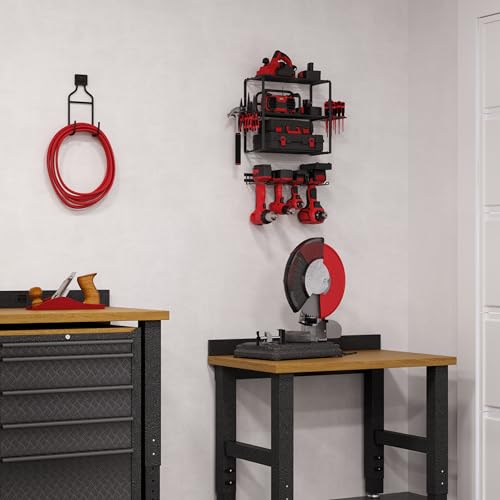 Power Tool Organizer - 4-Tier Garage Shelving Unit with 140lb Max Capacity - Wall Mount Garage Storage System for Tools by Stalwart - size: 4 Tier