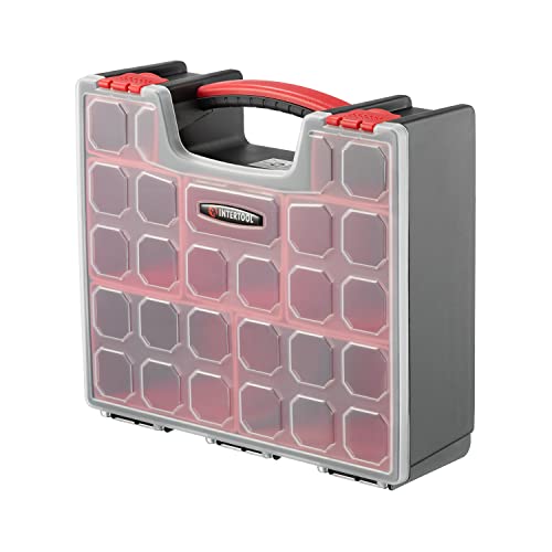 INTERTOOL Hardware Organizer with 7 Deep Removable Bins - Small Parts Storage Tool Box for Nuts, Bolts, Screws, Nails - Portable Handle Transparent Lid with Locks BX08-4032 - style: 7 Removeable Bins, Deep