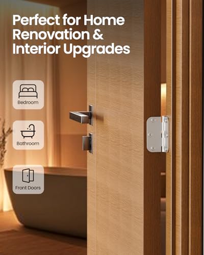Door Hinges Brushed Nickel 36 Pack 3.5 Inch Rounded 5/8" Radius - color: Brushed Nickel, size: 36 Pack