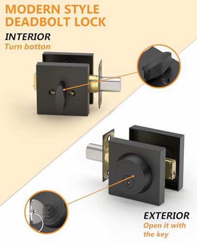 Asidrama 1 Pack Matte Black Heavy Duty Single Cylinder Deadbolts - color: Matte Black, size: 1 Pack, style: Deadbolt