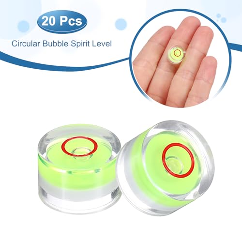 HARFINGTON 20pcs Circular Bubble Spirit Level 12x7.5mm Mini Round Bubble Spirit Level Little Measuring Layout Tools for TV Industrial Carpentry Picture Frame, Green/Red - color: Green/Red, size: 12x7.5mm
