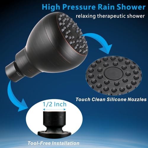 High Pressure Shower Head - Powerful Bathroom Pressure Boosting Showerhead - Perfect Universal Replacement for Rain Shower Heads(Oil Rubbed Bronze) - color: Oil Rubbed Bronze