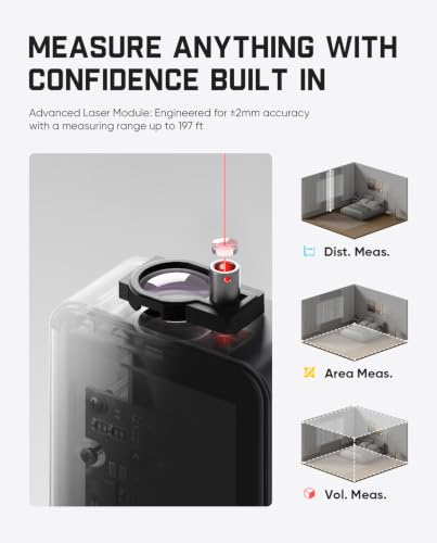 Fanttik A11 Ultra 3-in-1 Digital Laser Measure with Wheel Roller and Screen | 197Ft Digital Laser Measuring Tool, Touch Screen, Side LCD, 3-Axis Digital Level, Rechargeable for Home DIY & Indoor Projects