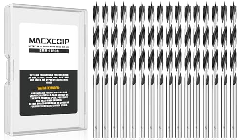 16Pcs 5MM Metric Brad Point Wood Drill Bit Set - size: 0.197" - 16pcs