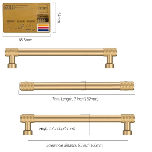 Amerdeco 10 Pack Champagne Bronze Knurled Cabinet Pulls 6.3 Inch(160mm) Hole Center Kitchen Cabinet Handles Drawer Pulls Cabinet Hardware ZH034 - color: Champagne Bronze, size: 6.25"/160mm Hole Center