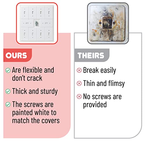 Bates- Light Switch Cover Plate, 2.76" x 4.5", 10 Pack, White | Standard Size, Toggle Wall Plate Cover, Unbreakable, Heat Resistant - color: White, size: 10 Pack, Standard-Size