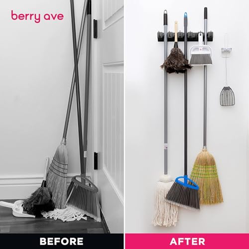Broom Holder Wall Mount, Broom and Mop Organizer Wall Hanging Rack & Hanger - color: Black, size: 1 Pack