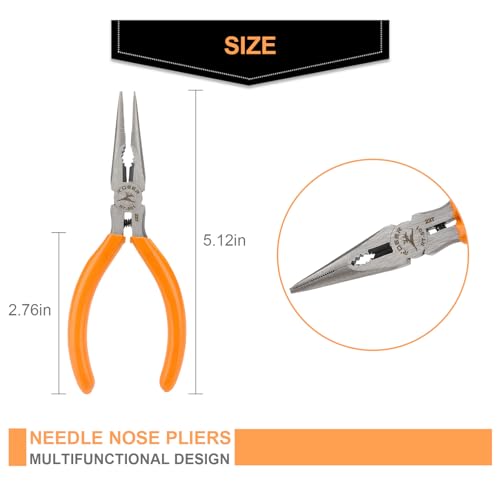 Rongon 5in Small Needle Nose Pliers,Long Nose Plier, Jewelry Plier Tool - size: 4Pcs