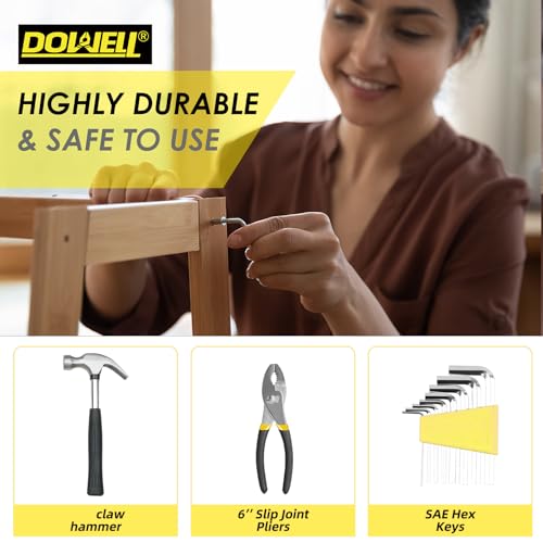 DOWELL Home Tool Set, 40 Pcs Household Hand Tool Kit, Yellow - color: Yellow