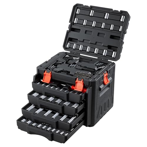 VEVOR 230 PCS Mechanic Tool Set with 4-Drawer Tool Box 1/4" 3/8" 1/2" Drive - size: 230-PCS