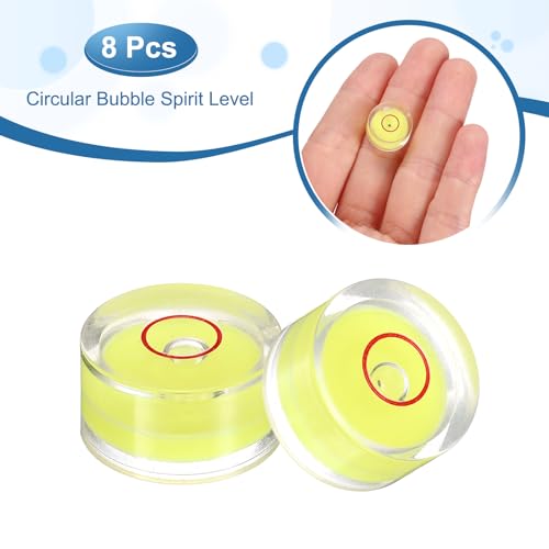 HARFINGTON 8pcs Circular Bubble Spirit Level 15x8mm Mini Round Bubble Spirit Level Little Measuring Layout Tools for TV Industrial Carpentry Picture Frame, Yellow/Red - color: Yellow/Red, size: 15x8mm