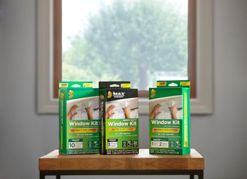 Duck MAX Strength Window Insulation Kit, Winter Window Seal Kit Fits Patio Doors & Large Windows, Heavy Duty Shrink Film Insulator, Indoor Installation, Window Tape Included, 84" x 120", Clear, 2 Pack - size: XL Window/Patio - 2 Pack