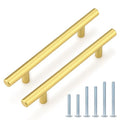 Probrico 5 Pack 5 Inch Center-to-Center Kitchen Cabinet Pulls T Bar Gold Cabinet Handles Modern Drawer Hardware Dresser Pulls, 7-1/2 inch Total Length - color: Gold, size: hole center 5"