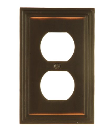 AMERELLE 84DVB Steps Single Duplex Cast Metal Wallplate in Aged Bronze - color: Aged Bronze, size: 1 Duplex