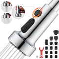 TIORIY Kitchen Faucet Spray Head Replacement with 15 Adapters, Plastic Spray Nozzle for Kitchen Faucet 3 Modes, Compatible with American Standard Faucets, Pause Mode (Chrome) - color: Chrome, style: Pause