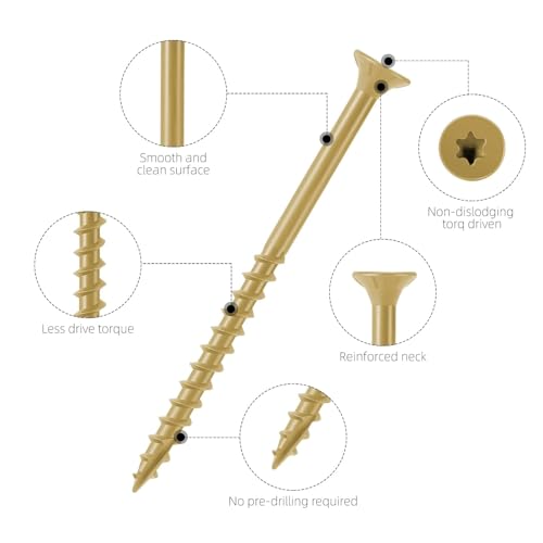 WELLOCKS #10 x 3 in Deck Screws, Black 300 PCS with T25 Bits - color: Black