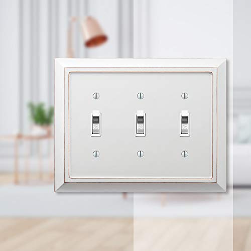 AmerTac 4040TTTDW Wall Plate, white - color: Distressed White, size: 3 Toggle