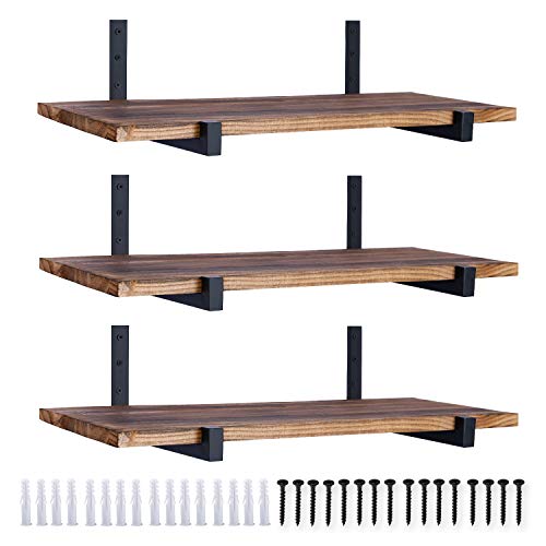 OVOV 6 Pack Heavy Duty Shelf Brackets Wall Mounted Industrial Farmhouse Floating Shelf Brackets with Lip (Black 10") - color: 6 Pcs, size: 10 Inch