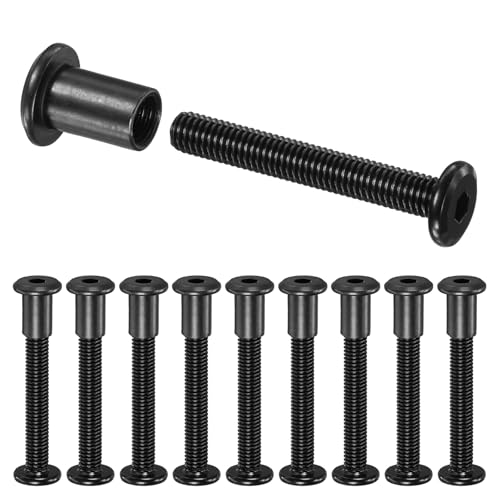 M METERXITY 10-Pack Hex Drive Socket Cap Bolt, M8 x 55mm Carbon Steel Furniture Connector Bolts Barrel Nuts for Furniture Assembly/Cabinet/DIY Binding Post Screws Rivet Fasteners [Black] - size: M8 x 55mm