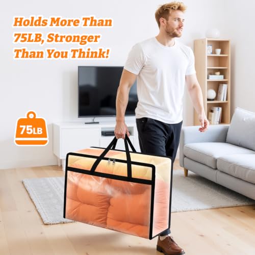 BlissTotes Moving Bags 60L 4PCS, Clear Clothes Storage Under Bed Storage - size: 60L
