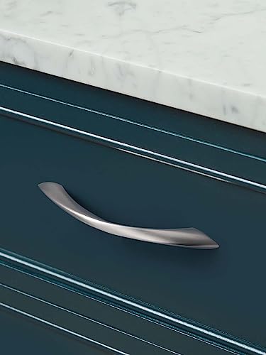 Brushed Nickel Cabinet Pulls 5 Inch Arch Twisted Silver Handles Drawer Kitchen Cupboard Bathroom Dresser Cabinet Hardware Zinc Alloy 20 Pack - color: Brushed Nickel, size: 5 Inch Hole Centers