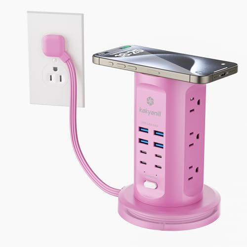 Power Strip Tower, kakyanill Charging Station 9 AC Outlets 8 USB Ports - color: Purple, size: 24W