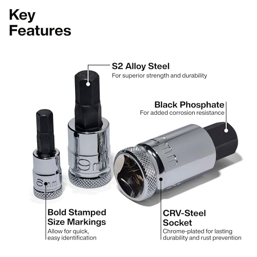 Klein Tools 65213HEXM Knurled Hex Bit Metric Socket Set, 1/4, 3/8 and 1/2-Inch Drives, Premium Cr-V Steel, Metric Sizes 2 mm to 14 mm, MODbox Case, 13-Piece - style: Metric