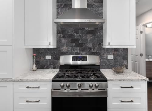 StyloVue 100 Pieces Peel and Stick Backsplash for Kitchen, 3" x 6" PVC Subway Tile 2026 Upgraded Graphite Stone Backsplash Stick on Tile Elevate Kitchen Fireplace RV - color: Graphite Stone