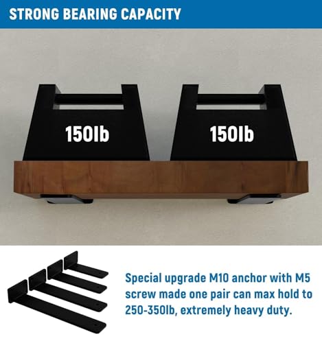 LEOPO 6 Inch Heavy Duty Floating Shelf Bracket, 4 Pack Hidden L Bracket - color: black-4 pack, size: 6 Inch