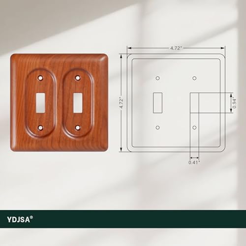 Double Toggle Light Switch Cover Plate in Cherry Wood Elegant Wooden Light Switch Cover Plate for 2 Toggle Light Switch Double Rocker Design - color: Cherry wood, size: Double Rocker
