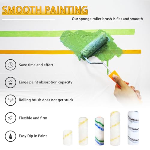 10 Pcs Paint Roller Cover with Frame Set,2"Microfiber Roller,3/8"Nap - size: 2", 10 pcs + 1 frame