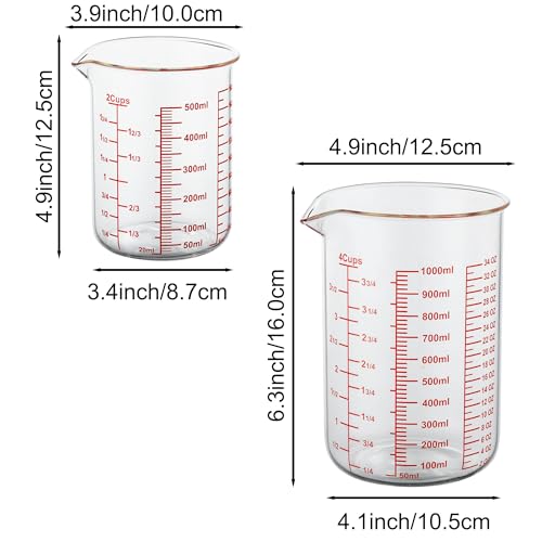 3 Piece Glass Measuring Cup Set, Includes 2-Cup, 4-Cup, and 8-Cup High Borosilicate Glasss Liquid Measuring Cups, Dishwasher, Freezer, Microwave, and Preheated Oven Safe, Essential Kitchen Tools - size: 2Cup/4Cup/8Cup