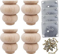 Wood Furniture Legs 4 Inch Sofa Couch Chair Ottoman Loveseat Cabinet Legs Replacement Feet Unfinished Bun Foot Pack of 4